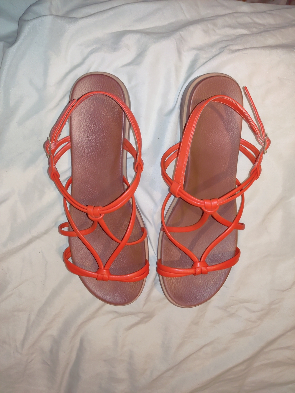 MIA Shoes Daphine Flat Sandals in Coral Burnis